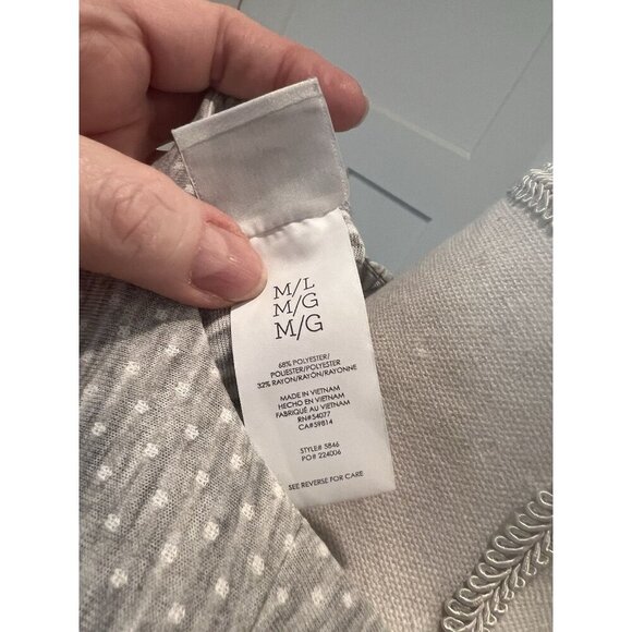 Cabi ATC Reversible Cape Poncho Jacket M L 5846 Gray Polka Dot White Stripe - Picture 9 of 9